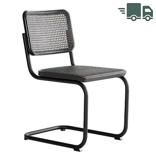 THONET S 32 V Dark Melange schwarz | Stahlrohr-Freischwinger | Gestell schw günstig online kaufen