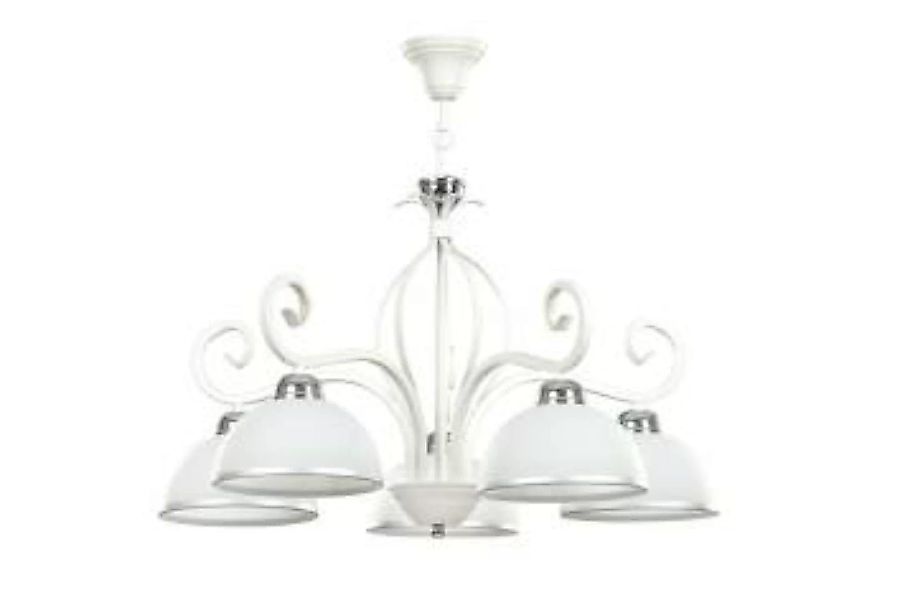 Deckenlampe Weiß Metall Glasschirme 5-flammig E27 günstig online kaufen