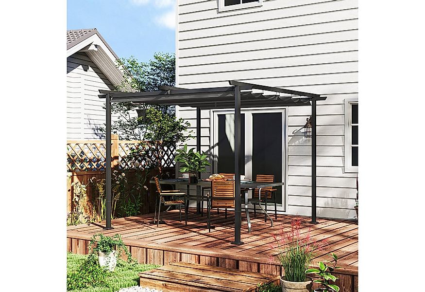 Outsunny Pergola aus Metall, mit Verstellbares Dach, UV Schutz 30+, (Terras günstig online kaufen