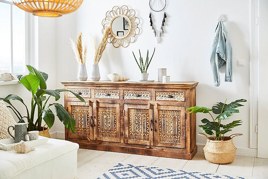 Home affaire Sideboard Maneesh, Kommode aus massivem Mangoholz, viele Staur günstig online kaufen