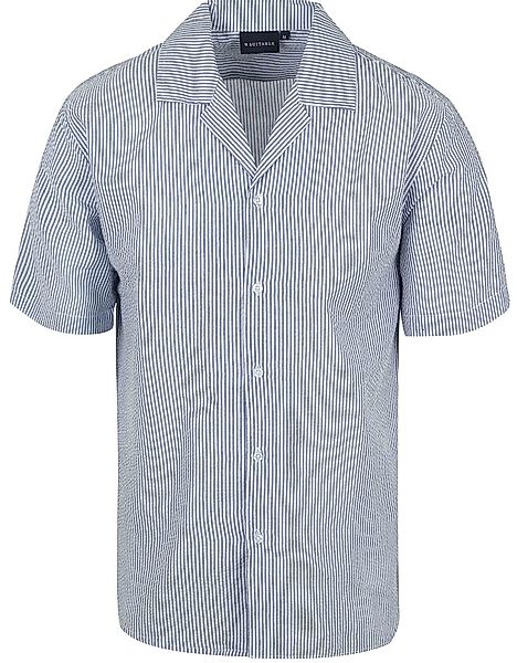 Suitable Short Sleeve Hemd Stripe Seersucker Hellblau - Größe M günstig online kaufen
