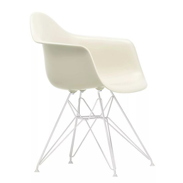Vitra - Eames Plastic Armchair DAR Gestell weiß - kieselstein/Sitzschale Po günstig online kaufen