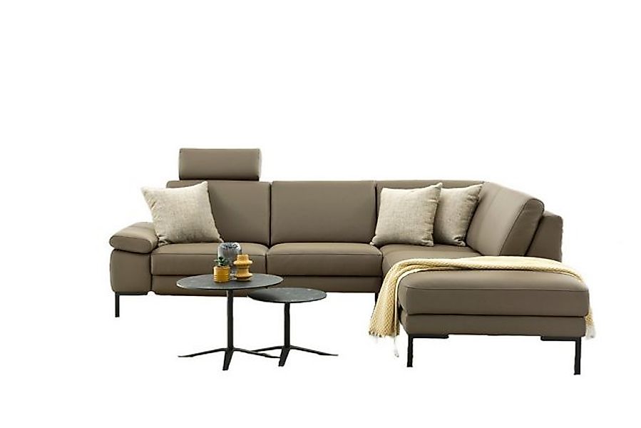 Natur24 Sofa Massimo Sofa Ecksofa 262x218 cm in Leder Braun/Grün günstig online kaufen