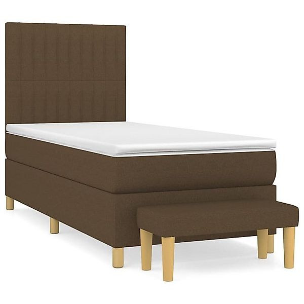 vidaXL Boxspringbett Boxspringbett mit Matratze Dunkelbraun 100x200 cm Stof günstig online kaufen