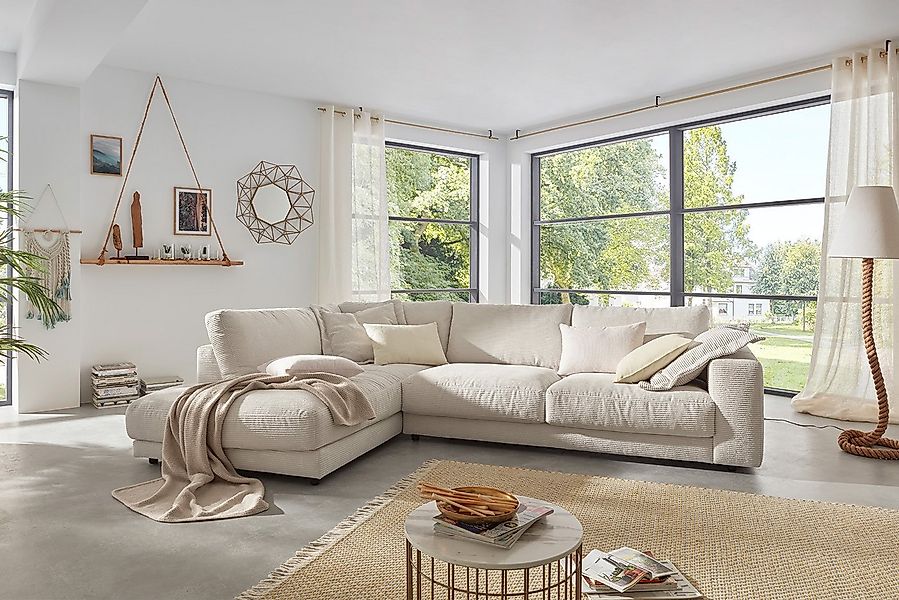 KAWOLA Ecksofa MADELINE, Couch L-Form rechts oder links, Cord verschiedene günstig online kaufen
