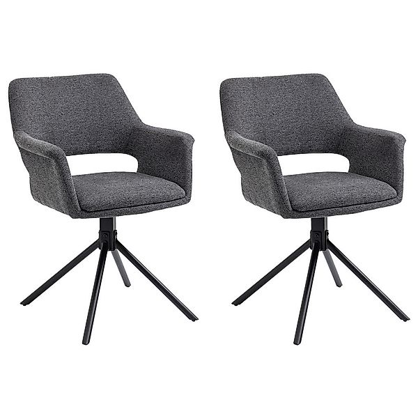 Stuhl ELEONORE 2er-Set grau schwarz Webstoff B/H/T: ca. 57x84x61 cm günstig online kaufen