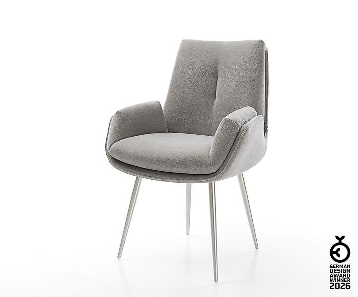 Esszimmerstuhl Clea-Flex Strukturstoff Soft Grau 4-Fuß konisch Edelstahl günstig online kaufen