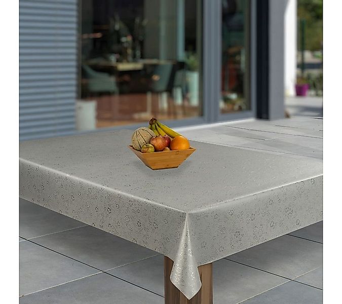 laro Tischdecke Wachstuch-Tischdecken Abwaschbar Blätter Silber geprägt rec günstig online kaufen
