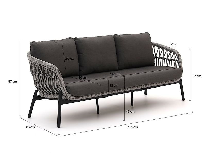 Bellagio Cupello Gartensofa 3-Sitzer 215 cm günstig online kaufen