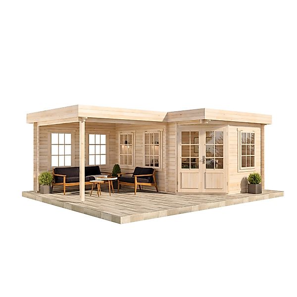 Alpholz Gartenhaus Set 5-Eck Pepe Naturbelassen 618x462cm inkl. Dacheindeck günstig online kaufen