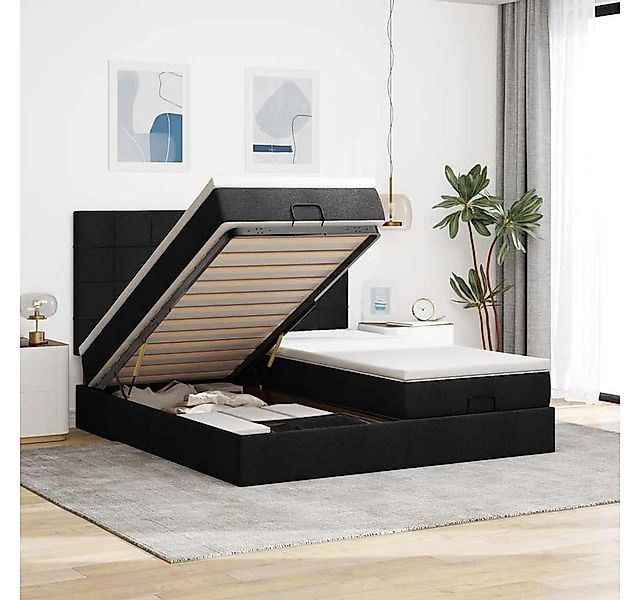 vidaXL Bett, Ottoman-Bett mit Matratzen & LEDs Schwarz 160x200 cm Stoff günstig online kaufen