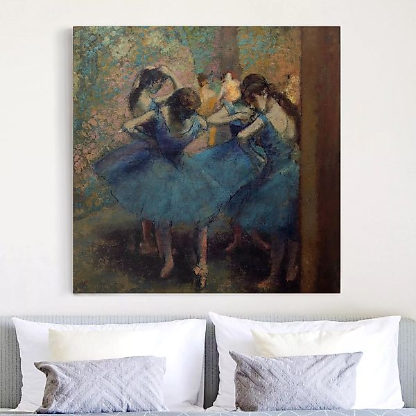 Leinwandbild Kunstdruck - Quadrat Edgar Degas - Blaue Tänzerinnen günstig online kaufen