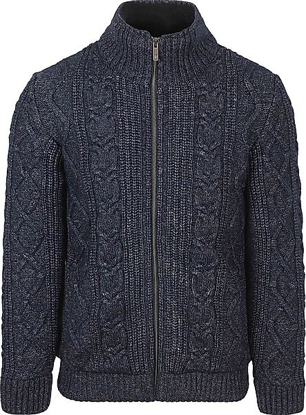 State Of Art Strickjacke Cable Zip Melange Navy - Größe L günstig online kaufen