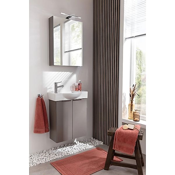 Fackelmann LED-Spiegelschrank SBC Links 50 cm x 68 cm x 15,3 cm Schwarz Mat günstig online kaufen