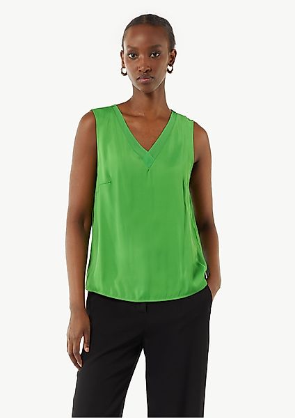 Comma Blusentop Satin-Top mit Chiffon-Ausschnitt Chiffonblende günstig online kaufen