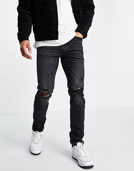 American Eagle – Jeans mit schmalem Schnitt im Used-Look, in verwaschenem S günstig online kaufen