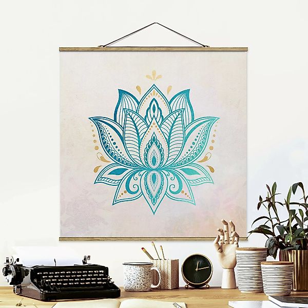Stoffbild Mandala mit Posterleisten - Quadrat Lotus Illustration Mandala go günstig online kaufen