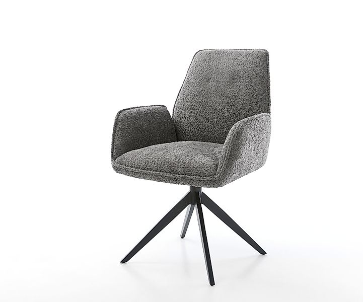 Esszimmerstuhl Zoa-Flex Bouclé Grau Kreuzgestell breit Schwarz Taschenfeder günstig online kaufen