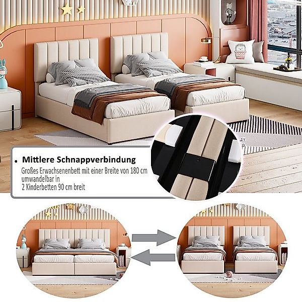 STILVORA Polsterbett 180x200 Bettgestell mit Matratze,Kinderbett mit Bettka günstig online kaufen