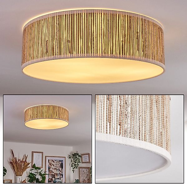 hofstein Deckenleuchte Deckenlampe aus Metall/Binstenstroh/Kunststoff in günstig online kaufen