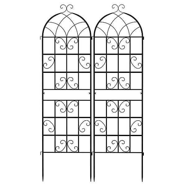 Costway Rankgitter Metall 2er Set Gartenzaun Schwarz 180 x 50 cm günstig online kaufen