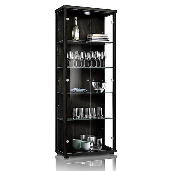 K-Möbel Vitrinenschrank 2,Türig 176x67x33 cm Made in Germany Standvitrine m günstig online kaufen