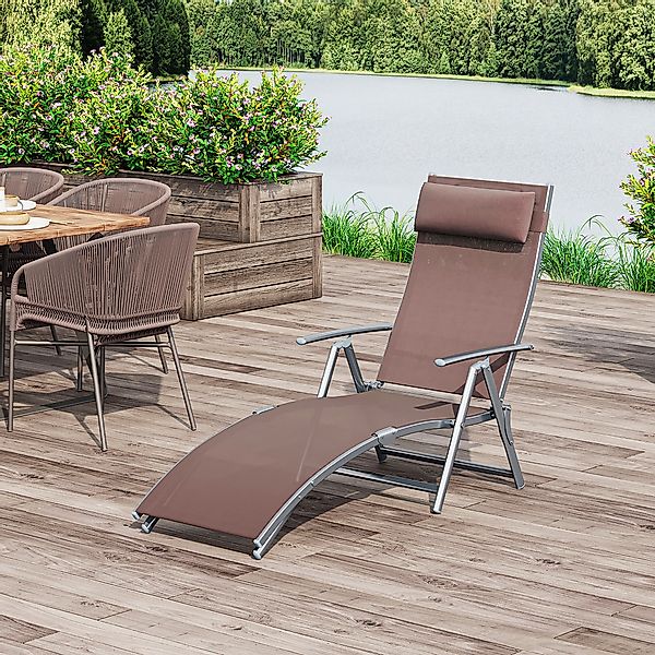 Outsunny Sonnenliege Gartenliege klappbar mit Kissen, Relaxliege in Braun f günstig online kaufen