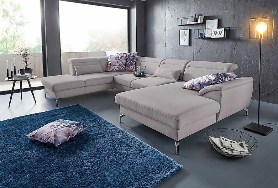 sit&more Wohnlandschaft "Percy U-Form", 15 cm Fußhöhe, Sitztiefenverstellun günstig online kaufen