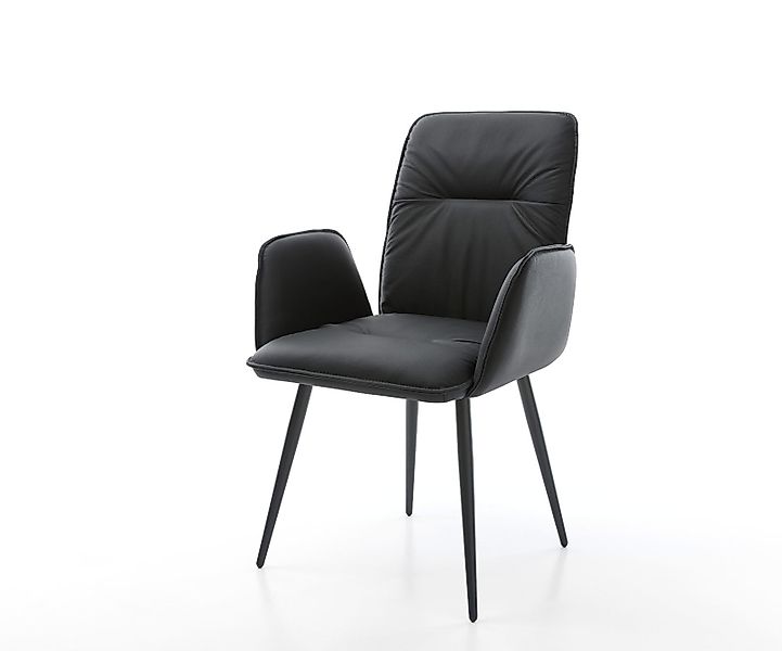 Esszimmerstuhl Vinja-Flex Echt-Leder Schwarz 4-Fuß konisch Schwarz günstig online kaufen