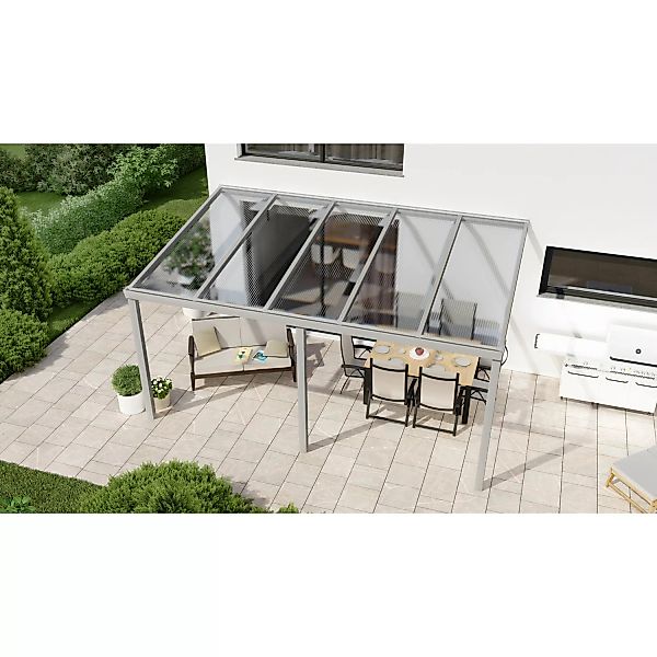 Terrassenüberdachung Professional 500 cm x 300 cm Grau Struktur PC Klar günstig online kaufen