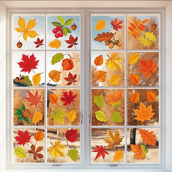 Coonoor Fensterfolie 64 Stück Fensterbilder Herbst, günstig online kaufen