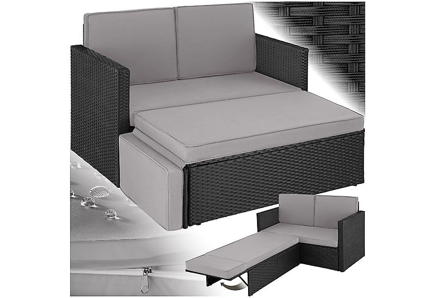 tectake Loungeset Rattan Sitzgruppe, Hocker mit klappbarer Stütze, 2-Sitzer günstig online kaufen
