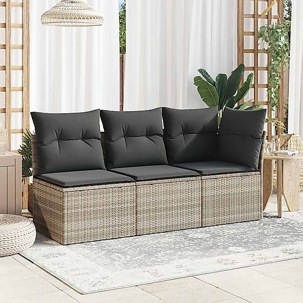 vidaXL Loungesofa Garten-Ecksofa mit Kissen Hellgrau günstig online kaufen