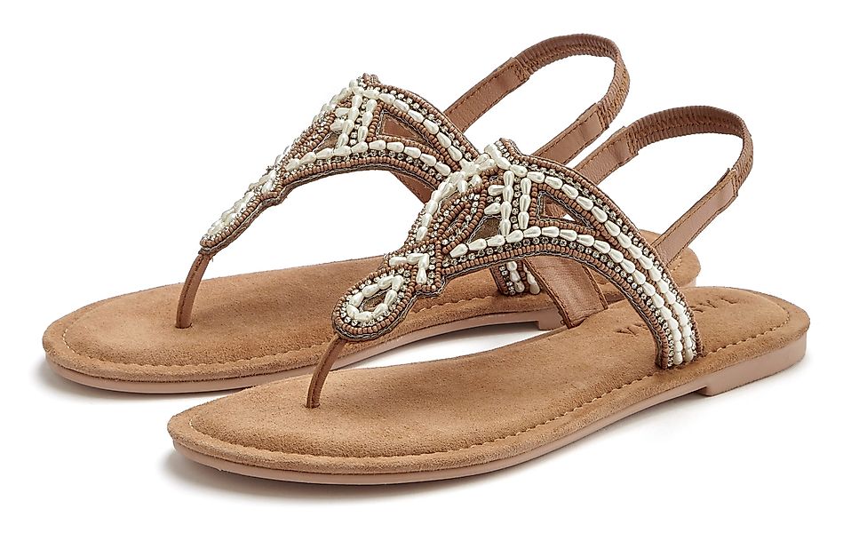 LASCANA Zehentrenner Sandale, Pantolette mit Perlen günstig online kaufen