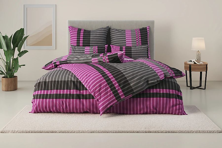 my home Bettwäsche "Philine" 2 tlg. mit modernen Streifen, Bettwäsche aus B günstig online kaufen