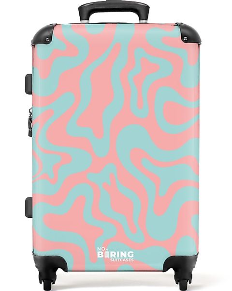 NoBoringSuitcases.com© Hartschalen-Trolley Rosa mit blauem abstraktem günstig online kaufen