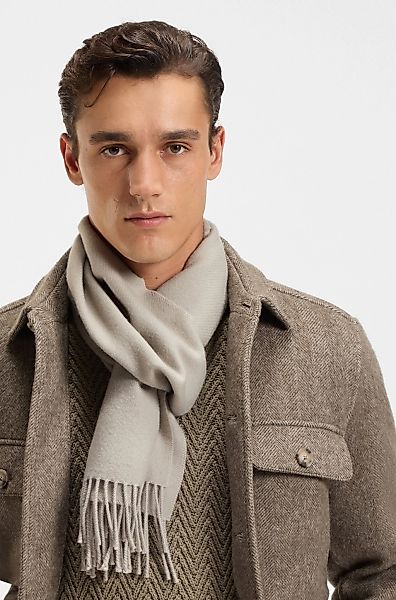 BOSS Wollschal Naster 35*180, mit gedrehten Fransen 100% Wolle Lederlabel P günstig online kaufen