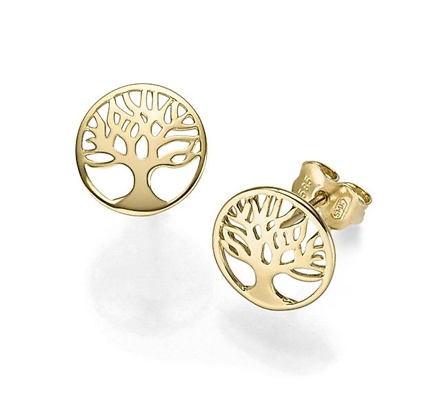 Schmuck Krone Paar Ohrstecker Lebensbaum Ohrstecker 10mm, 585 Gelbgold, Gol günstig online kaufen