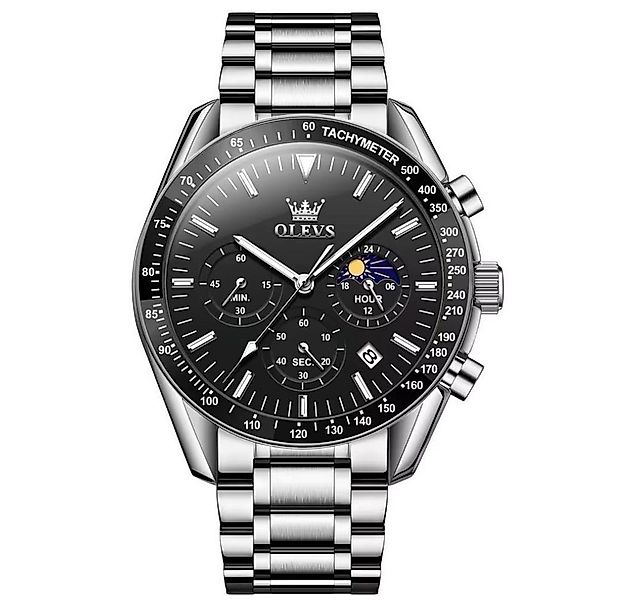 Tidy Quarzuhr Herren-Armbanduhr – Chronograph, Edelstahl, Schwarze Zifferbl günstig online kaufen