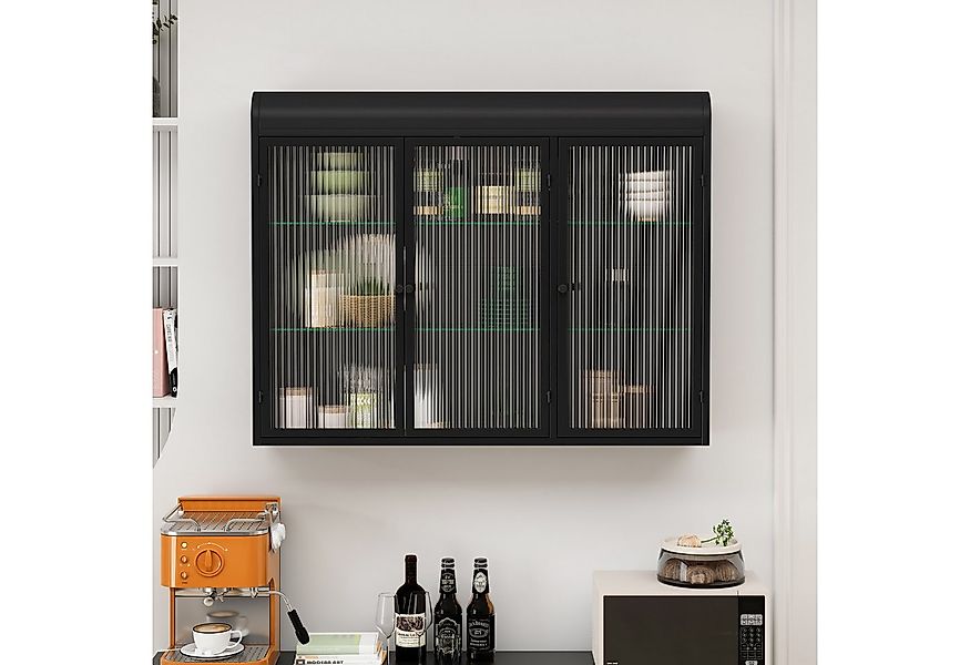 Celya Wandhängeschrank 3-türige, gewölbte Wandvitrinen, Drei Glastüren,Drei günstig online kaufen