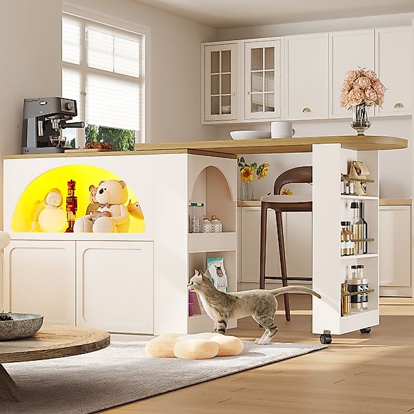 OKWISH Bartisch Ausziehbarer Kücheninsel,mit Stauraum (mit günstig online kaufen