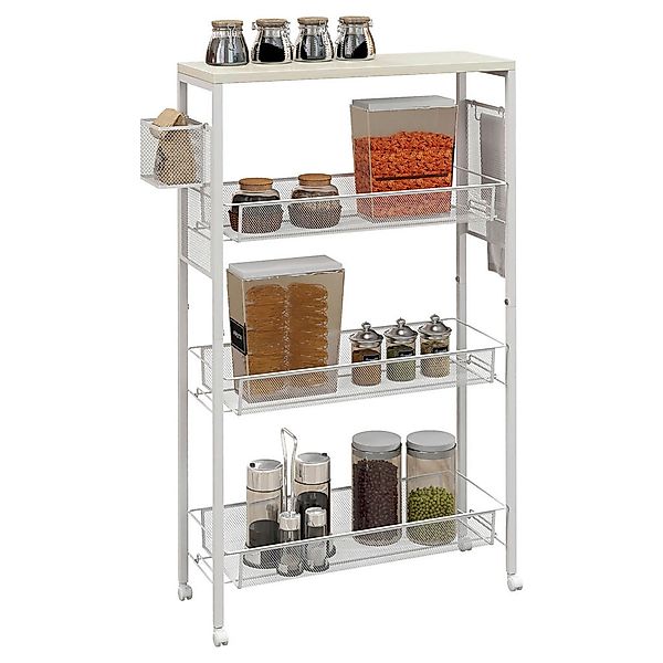 HOMCOM Küchenwagen weiß Edelstahl B/H/L: ca. 18,5x58x87 cm günstig online kaufen