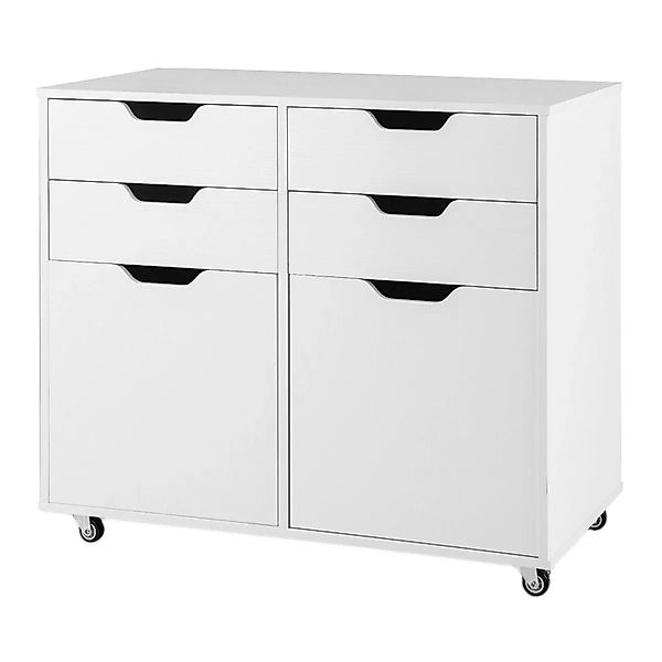 Costway Rollcontainer 4 Schubladen 2 Türen Weiß günstig online kaufen