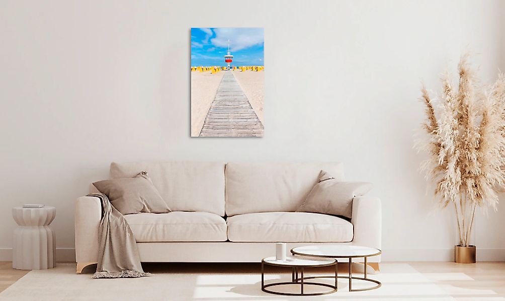 queence Acrylglasbild "Early", Strand-Steg-Meer-Meer Bilder-Leuchtturm, (1 günstig online kaufen