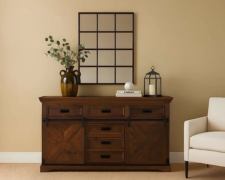 Home affaire Sideboard "Don Barn" mit 2 Schiebetüren, handgefertigt, Unika- günstig online kaufen