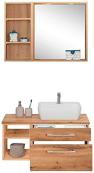 welltime Badmöbel-Set "Davos", (3 St.), Waschplatz mit Regal und Spiegel günstig online kaufen