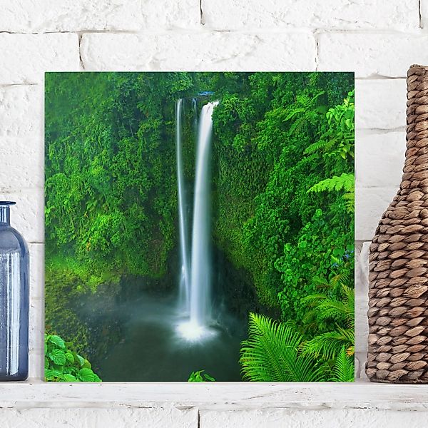 Leinwandbild Wasserfall - Quadrat Paradiesischer Wasserfall günstig online kaufen