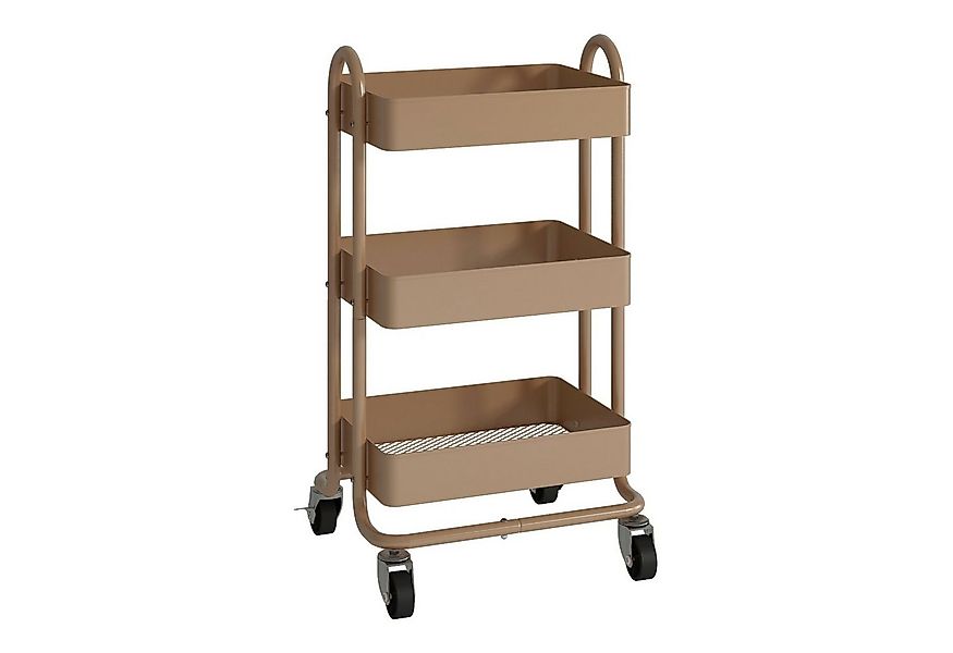 en.casa Küchenwagen, »Pyhäntä« Stahl mit 3 Ebenen Hellbraun günstig online kaufen