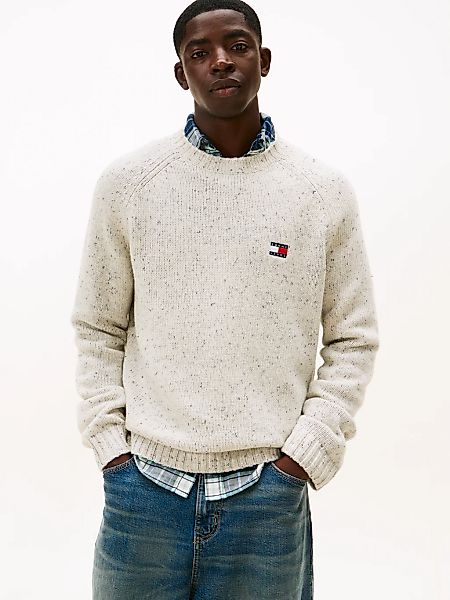 Tommy Jeans Rundhalspullover "TJM REGULAR BADGE" melierte Optik günstig online kaufen