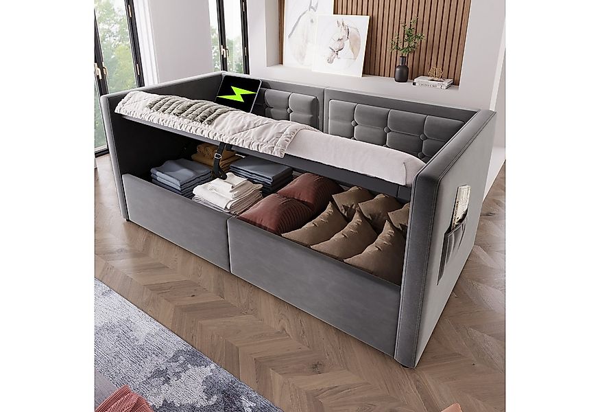 STILVORA Schlafsofa mit Bettkasten,Jugendbett Polsterbett 90x200 mit matrat günstig online kaufen